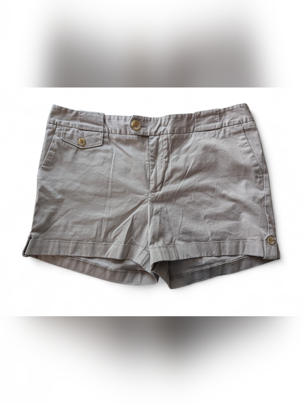 Banana Republic Light Gray Cotton Shorts with Button Tab